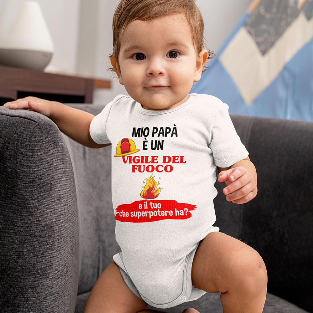 Abbigliamento neonato con grafiche dedicate ai mestieri dei papà